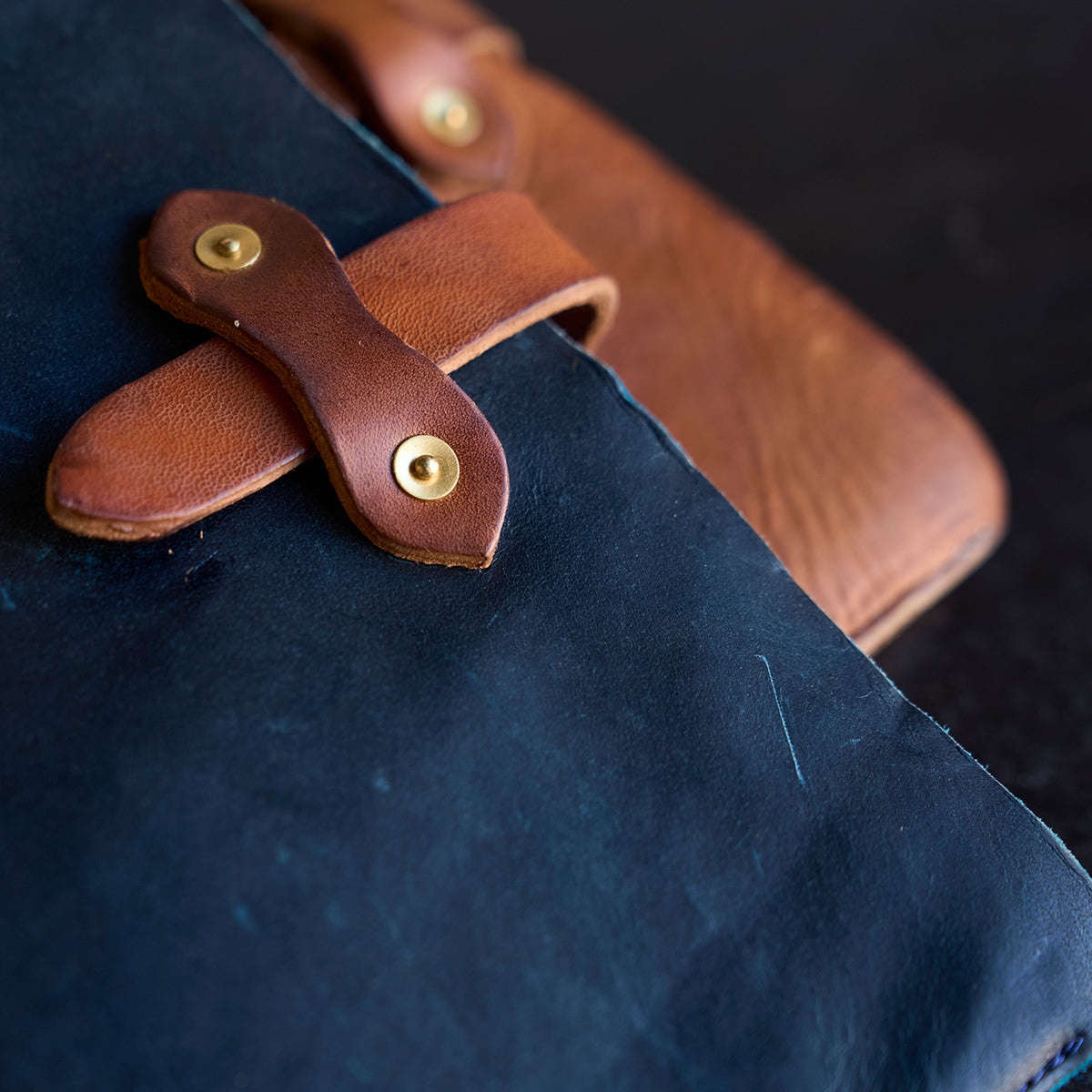 No.820 Portfolio A5 | Stone-Washed Indigo & Tan
