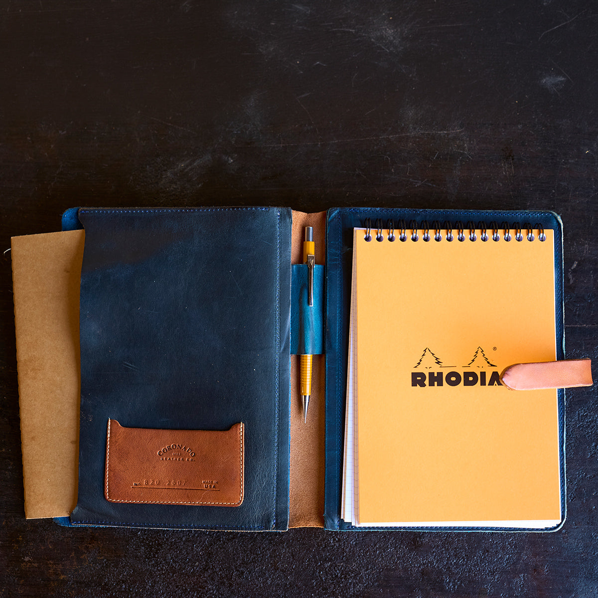 No.820 Portfolio A5 | Stone-Washed Indigo & Tan