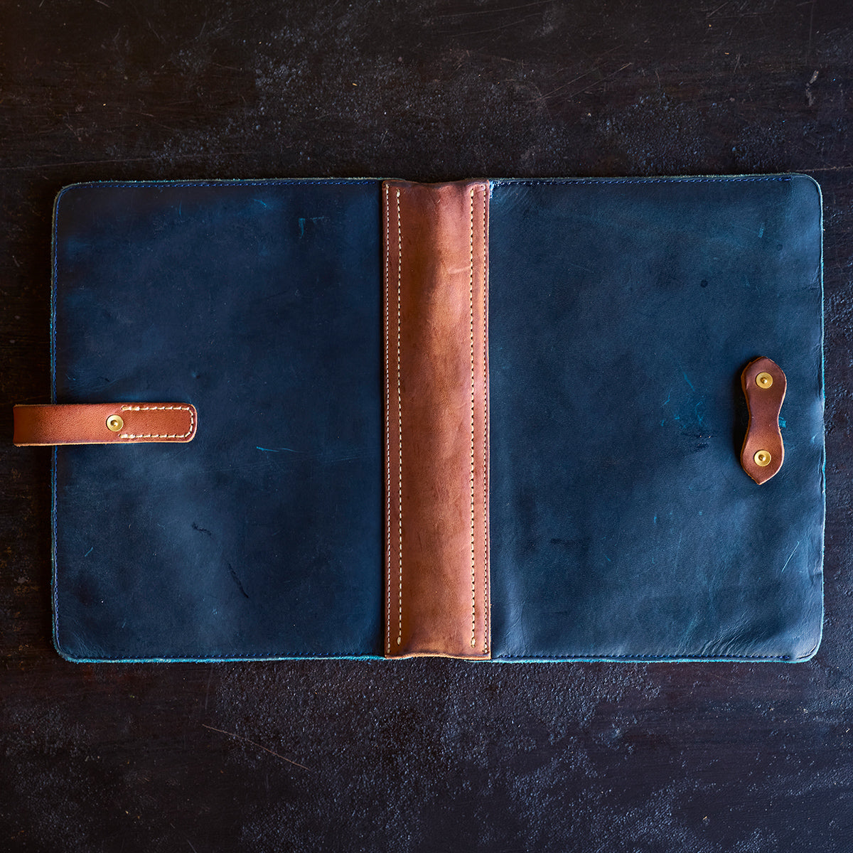 No.820 Portfolio A5 | Stone-Washed Indigo & Tan