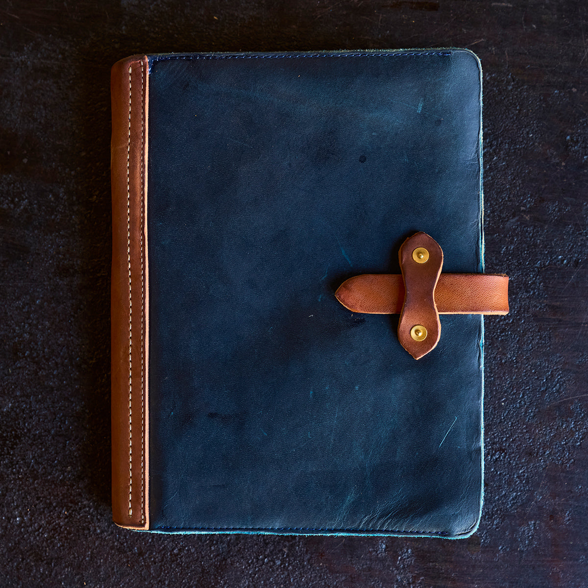 No.820 Portfolio A5 | Stone-Washed Indigo & Tan