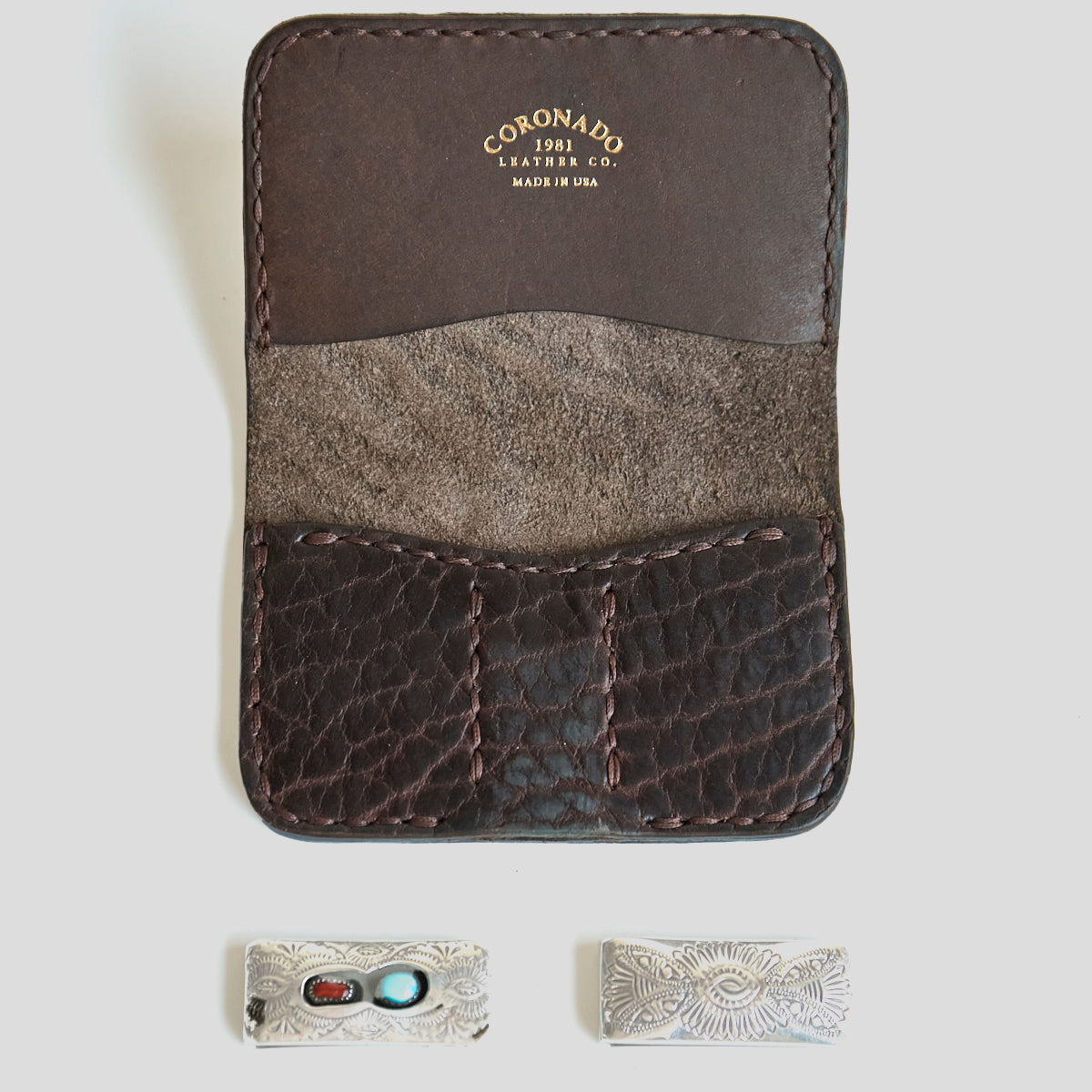 No.14 Heritage Silver Clip Wallet | Brown Bison