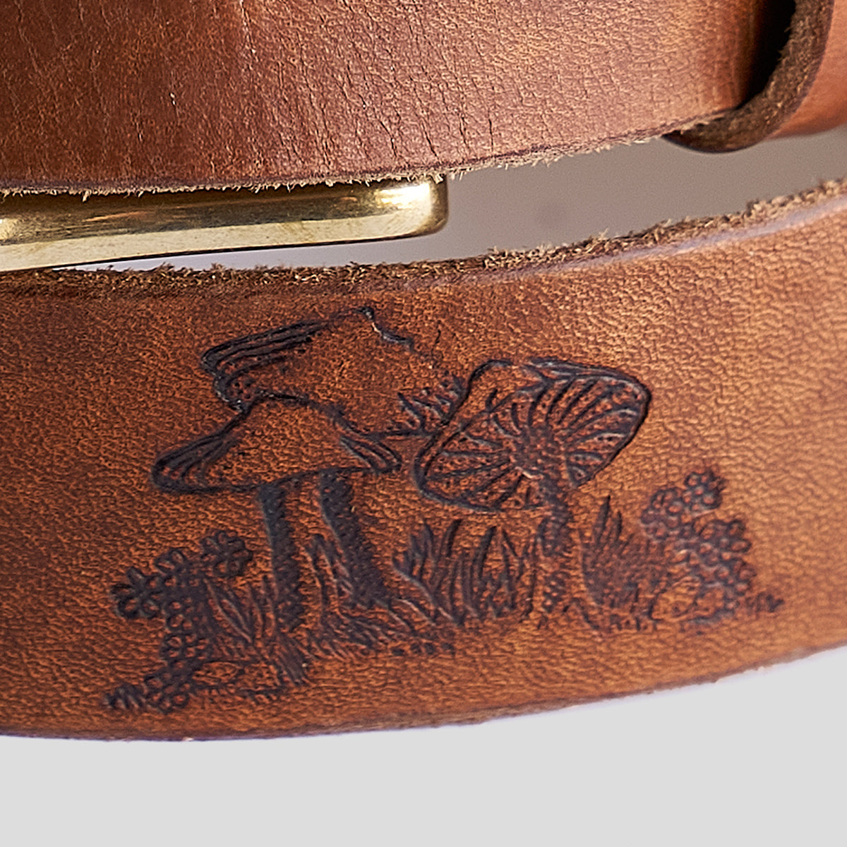 Vintage Embossed Horsehide Belt No.150 | Mushroom