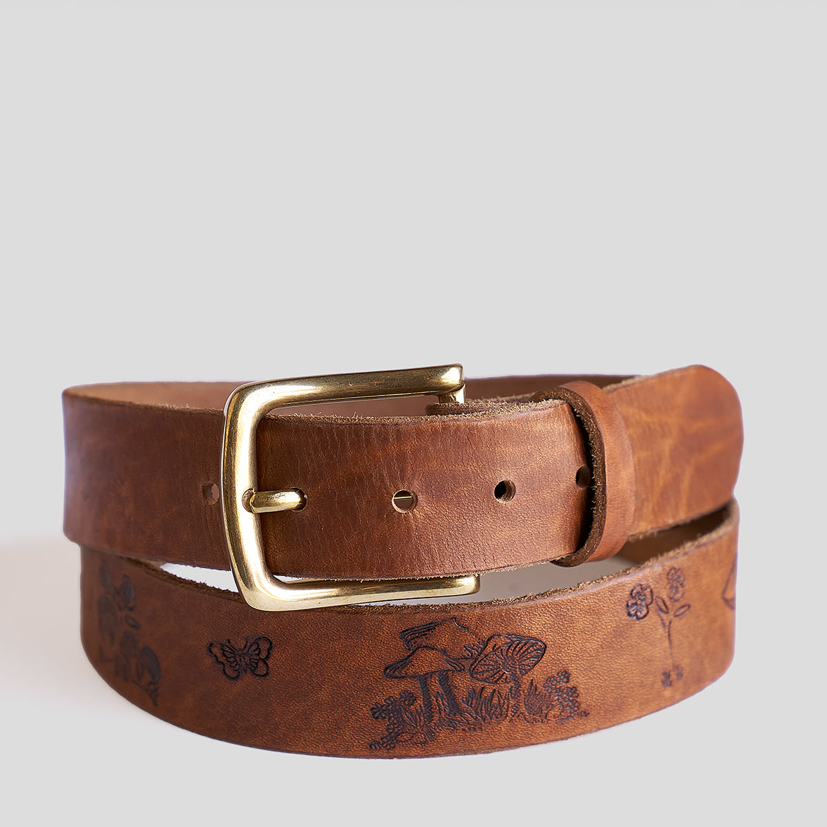 Vintage Embossed Horsehide Belt No.150 | Mushroom