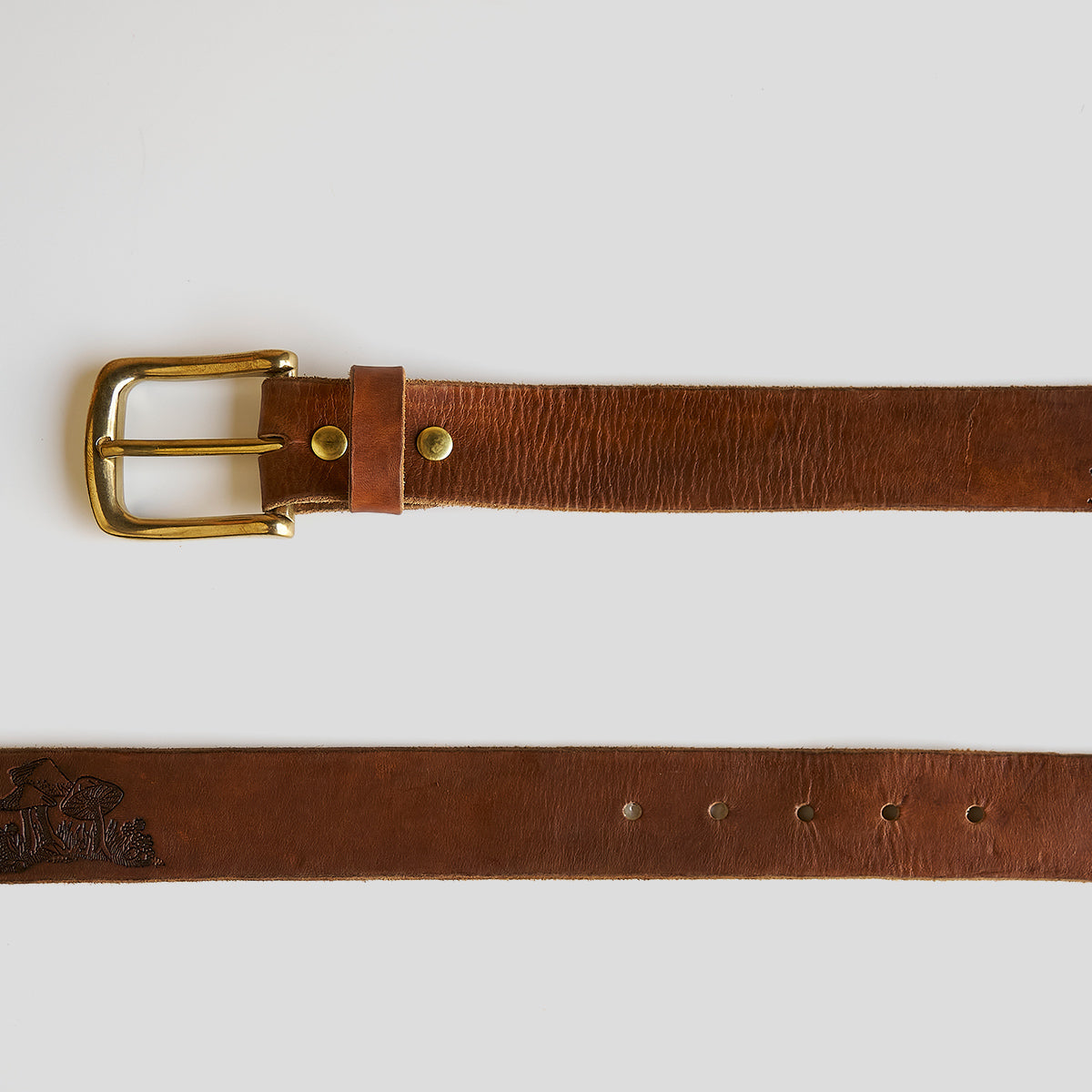 Vintage Embossed Horsehide Belt No.150 | Mushroom