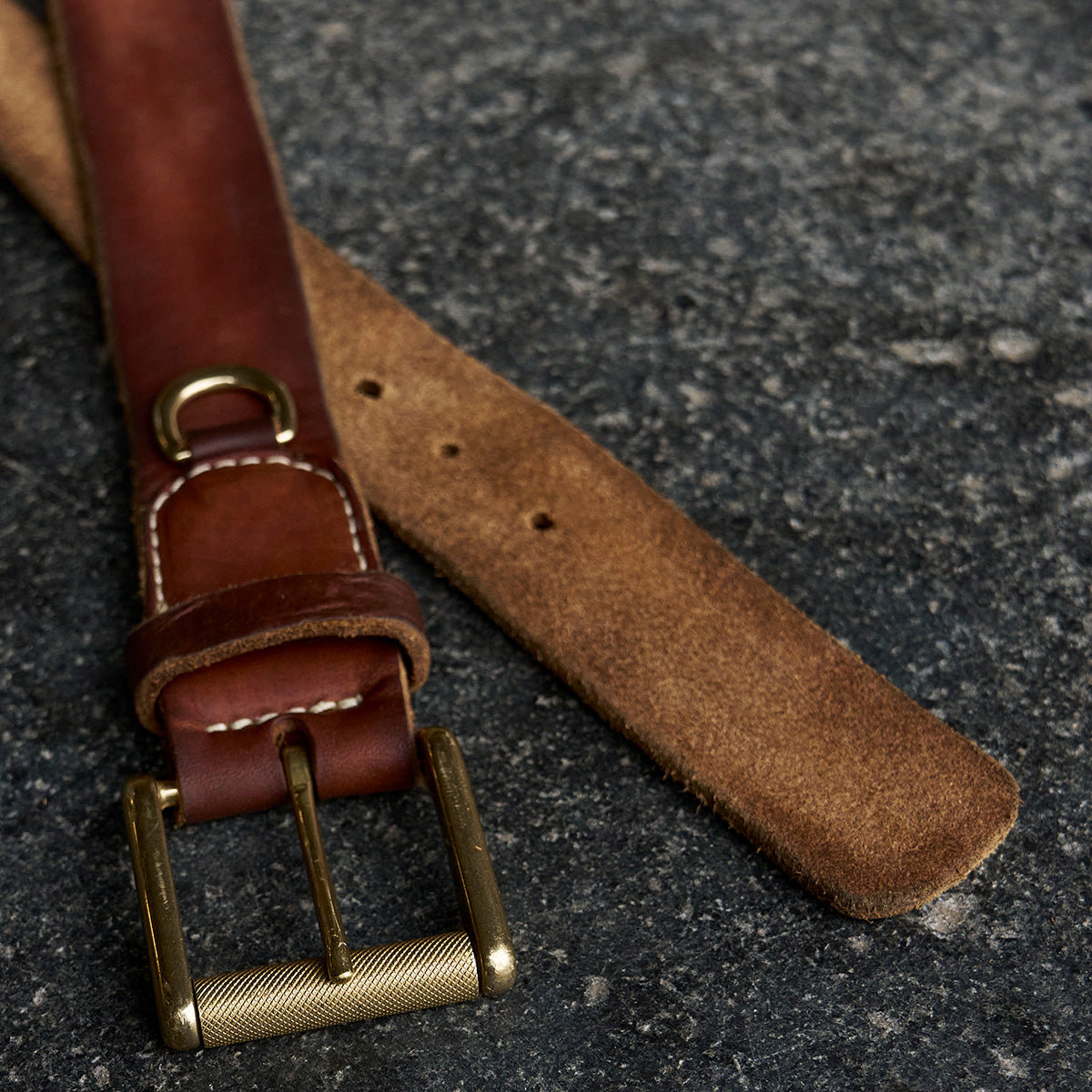Vintage Fossil Men's Leather Belt-Distressed Brown Stitch - Brass  Buckle-Size 34 