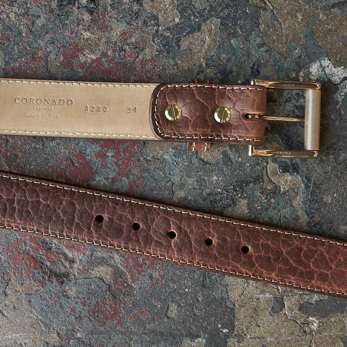 Shrunken Bison Leather Belt