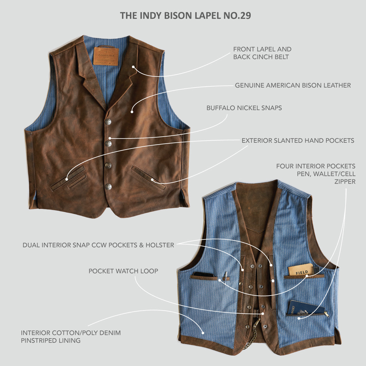 Indy Bison Lapel Vest No.29 | LE x24