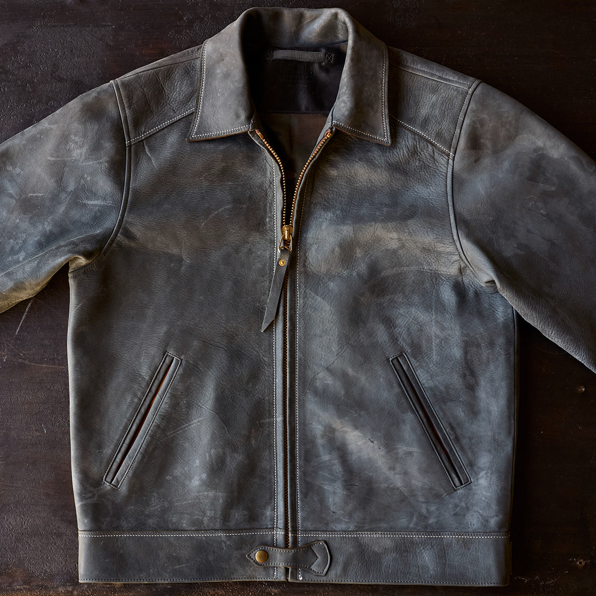 No.69 Union Jacket | Olive-Tanned Horsehide (Charcoal)