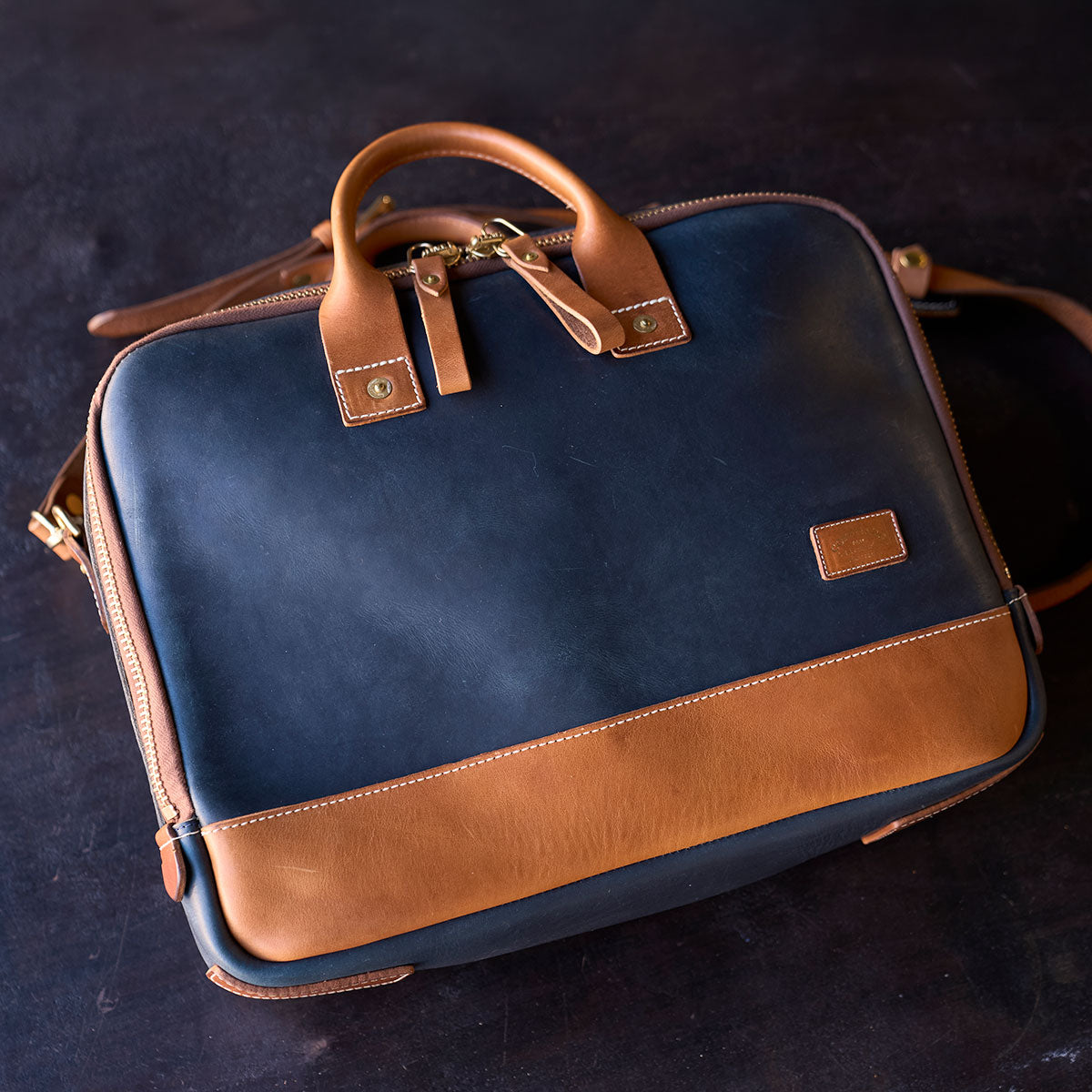 No.545 SD Briefcase | Horween® Indigo & Tan