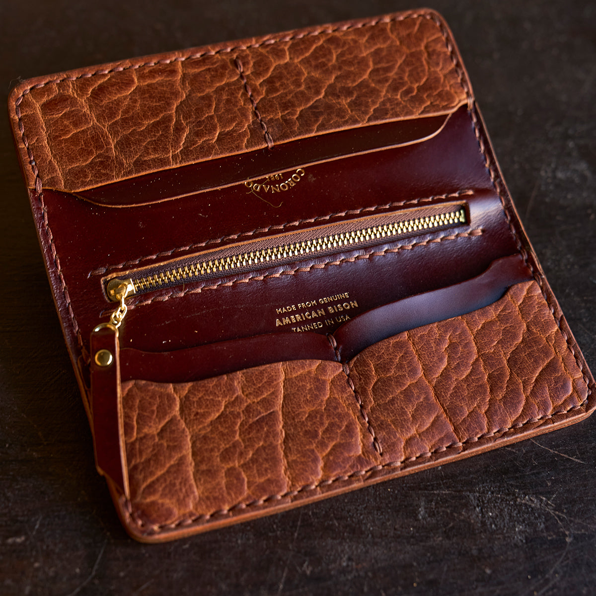 No.830 Handsewn Long Wallet | Bison Walnut