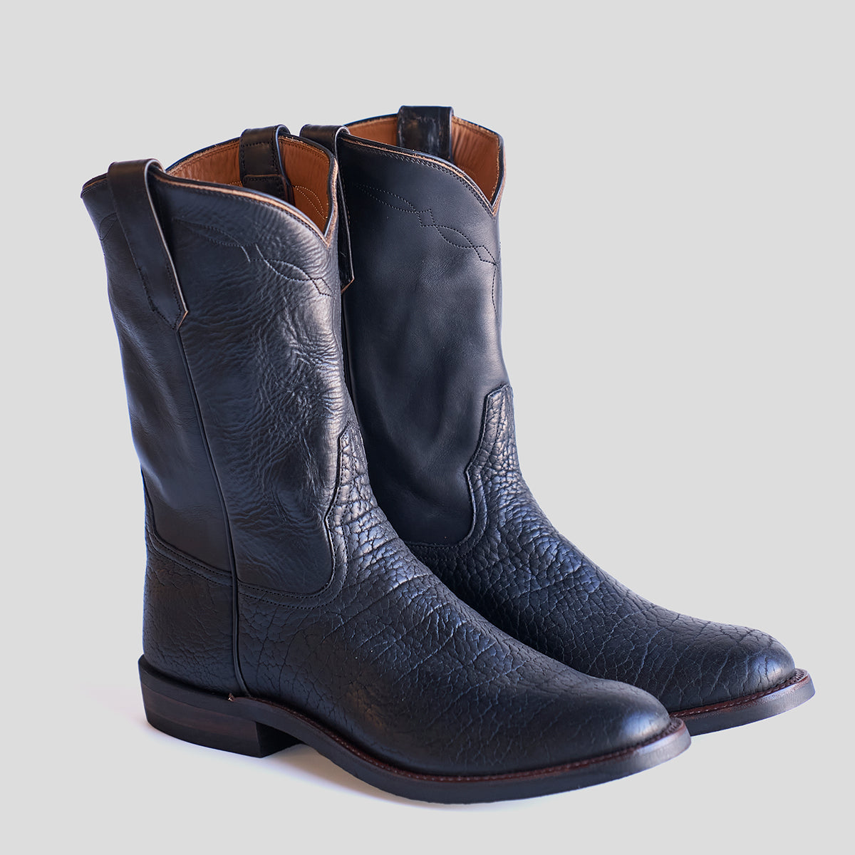 Bison Shoes Riding Roper Boot No.10 | Horween® Black Bison & Horsebutt