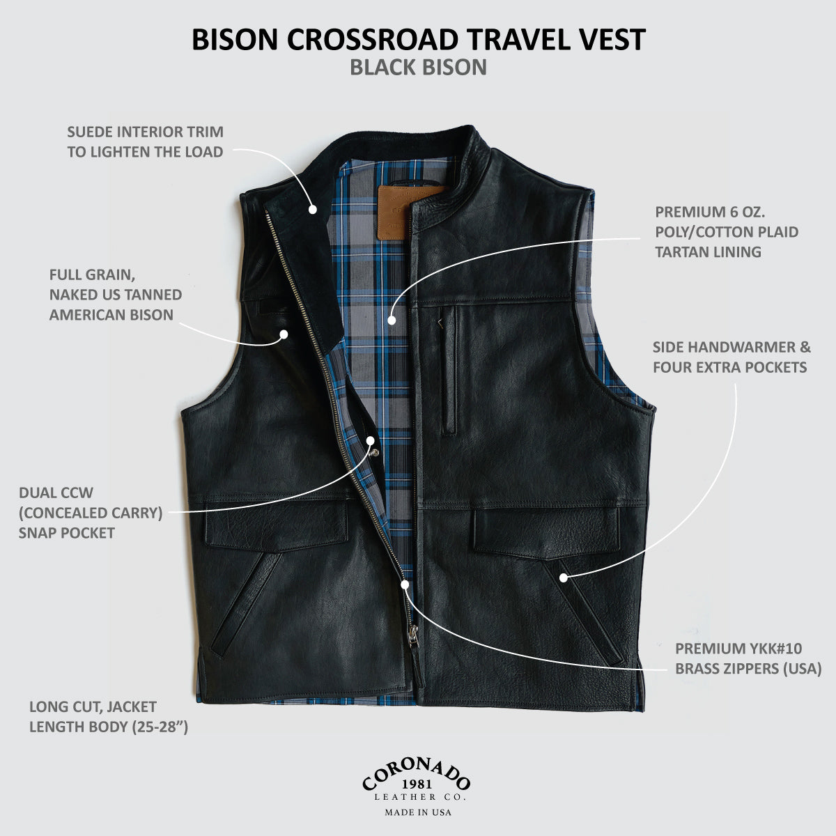 Bison Crossroads Travel Vest No.219 | Black