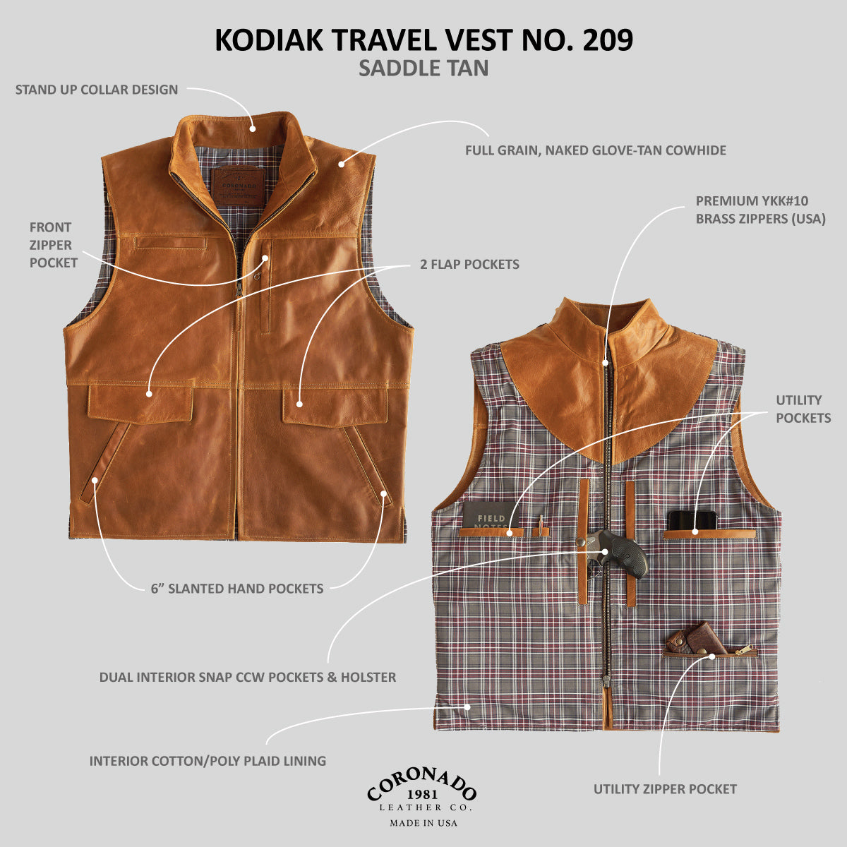 Kodiak Travel Vest No. 209 | Saddle