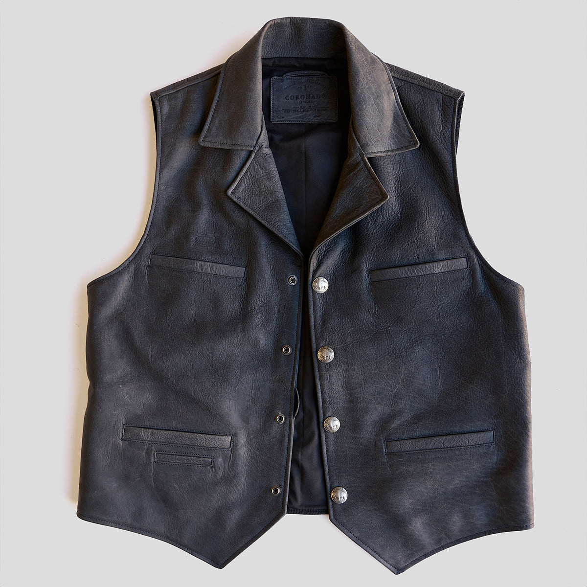 Indy Bison Ranchers Vest No.39 | Charcoal — Coronado Leather
