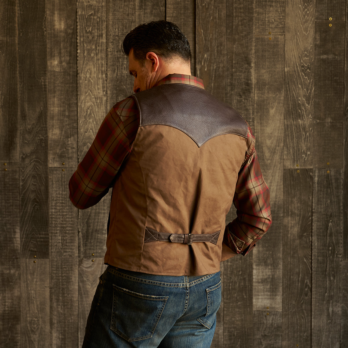 No.450 Jackson Canvas & Bison Vest | Brown