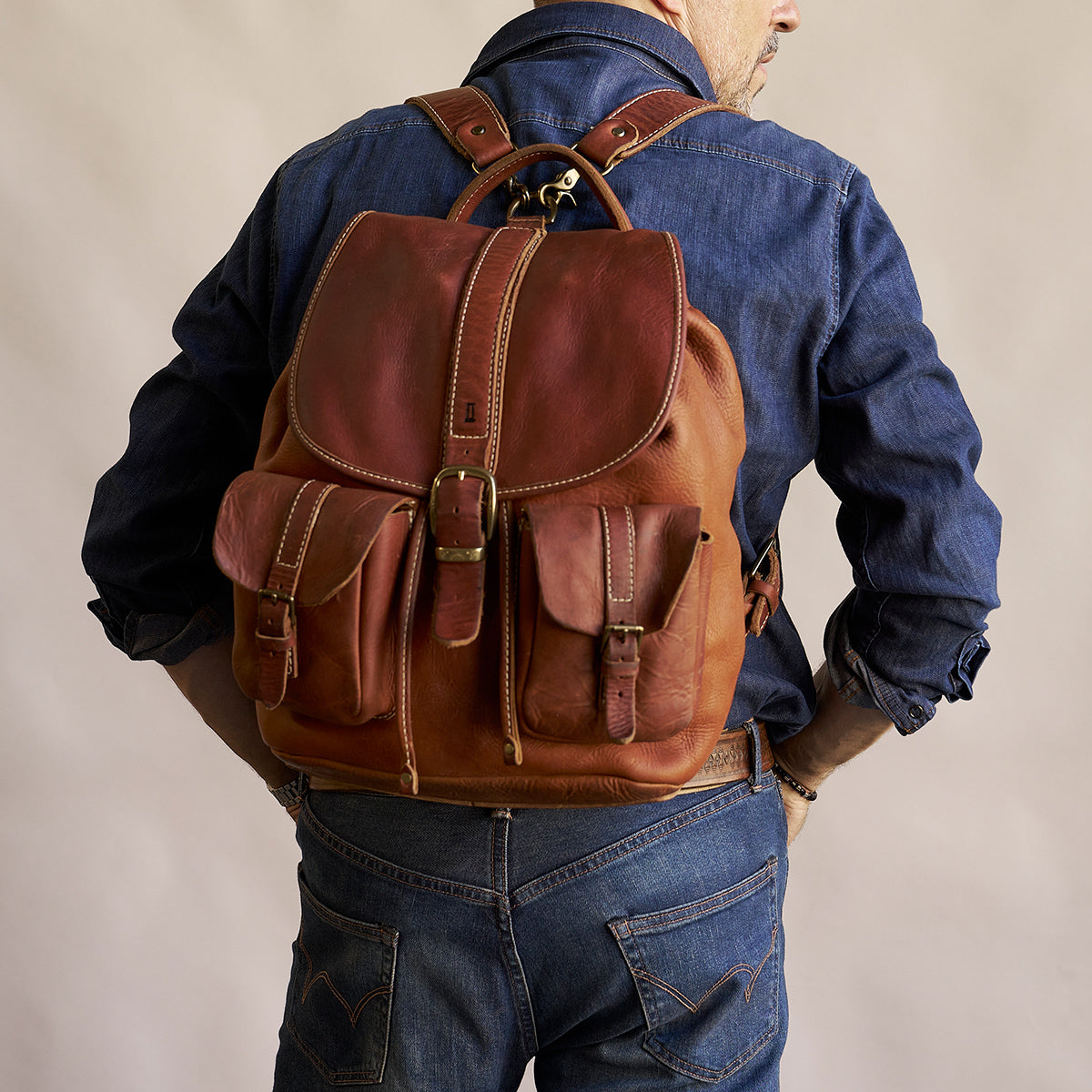 Stone-Washed Rucksack No.180 — Coronado Leather