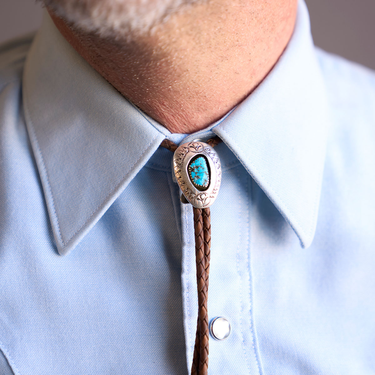 No.10 Braided Leather & Silver Bolo Tie