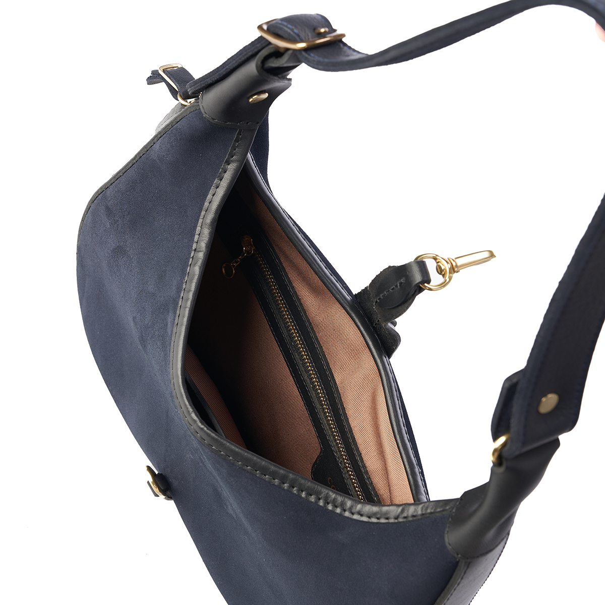 Jane LE English Suede Hobo & Pouch Set | LE Navy