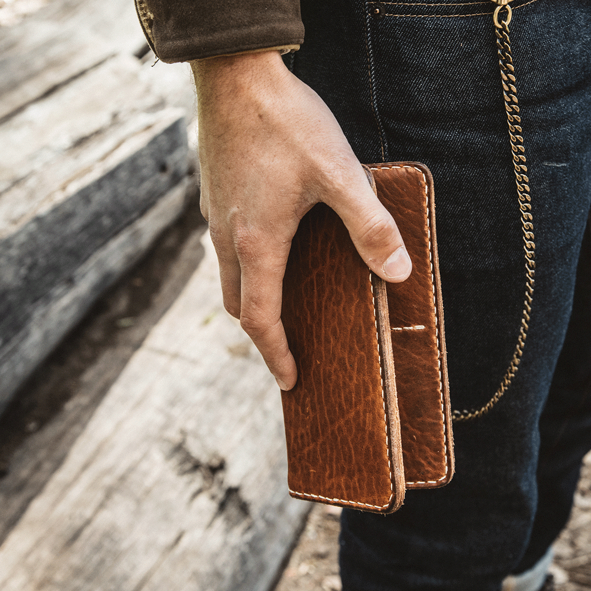 Long Vintage Stone-Washed Wallet