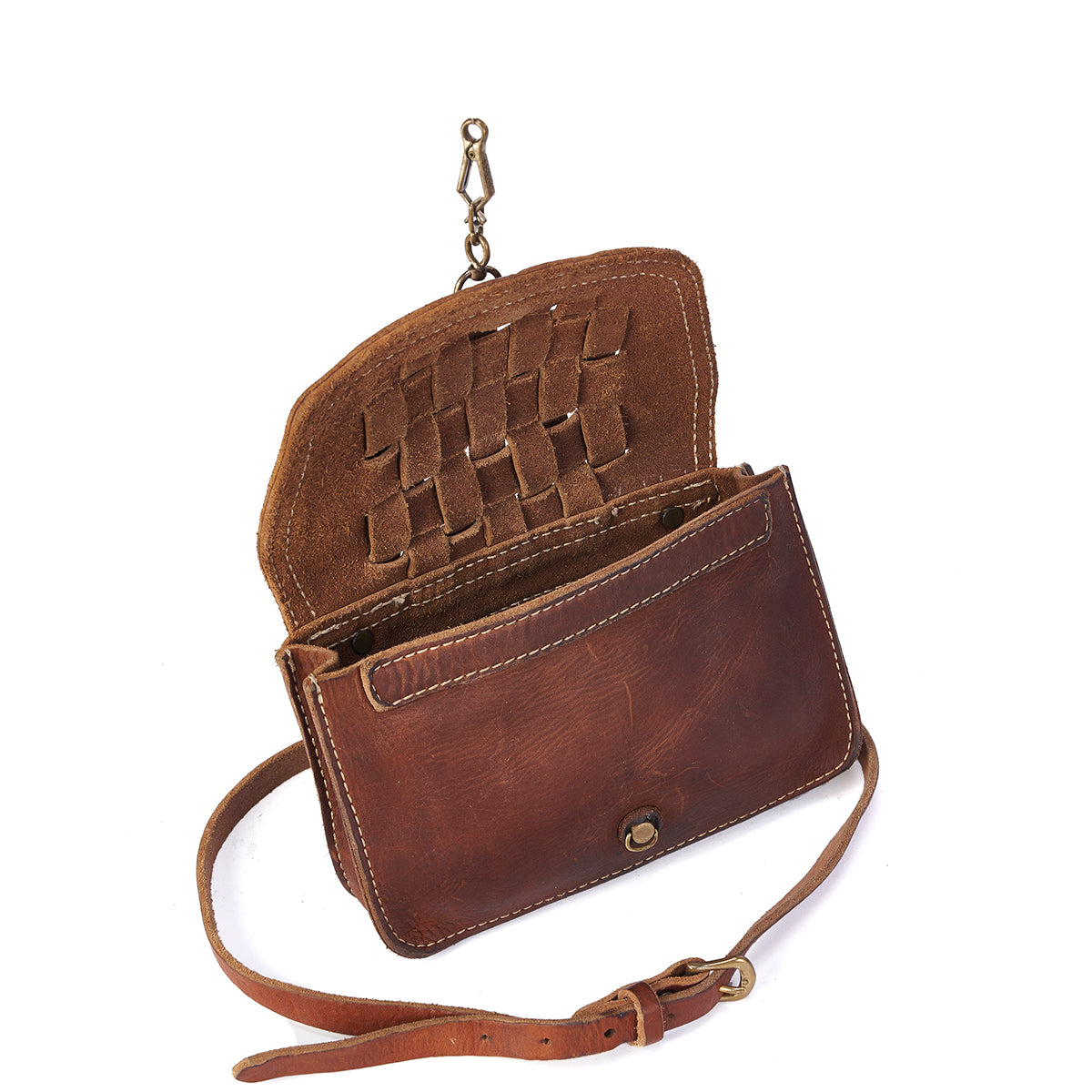 Vintage braided leather clutch bag