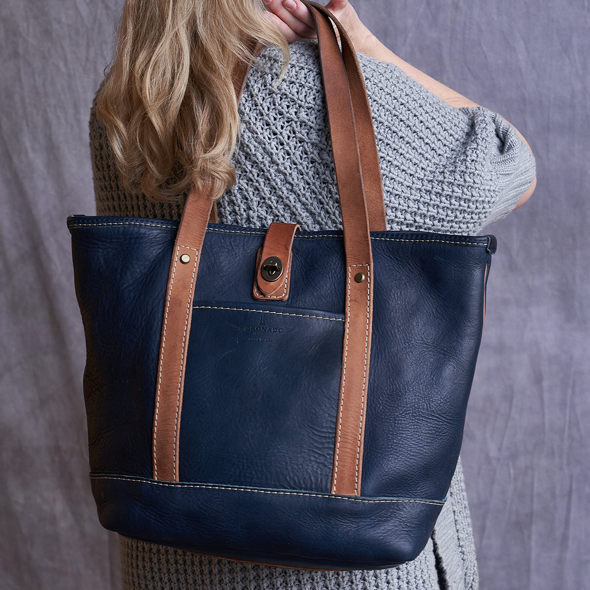 Stone-Washed Tote No.532 | LE Indigo & Tan