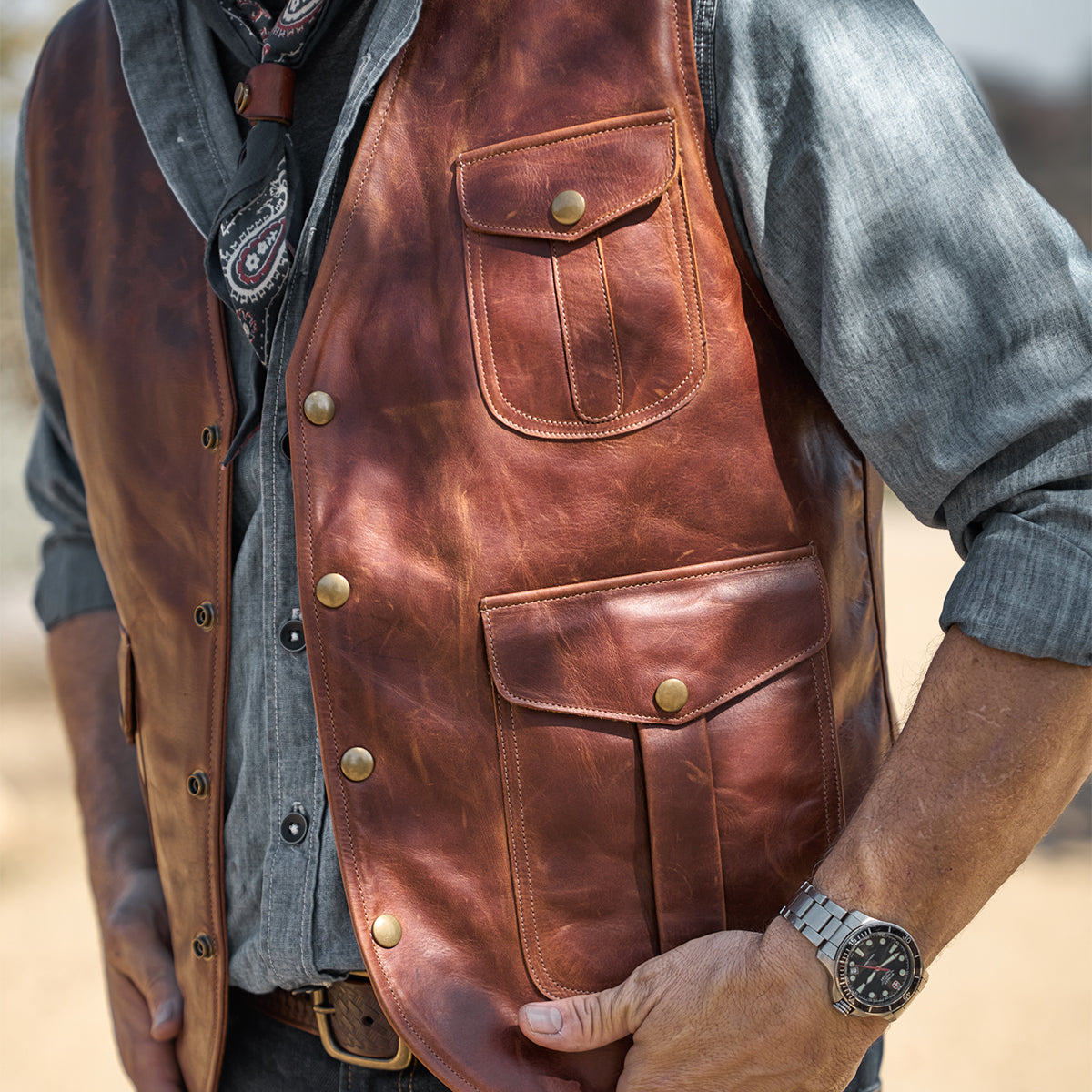 Preston Antiqued Whiskey Vest No.62