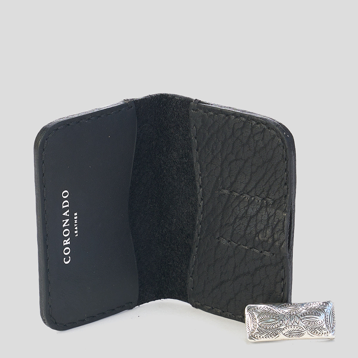 Heritage Bison Silver Clip Wallet | Black L.E.