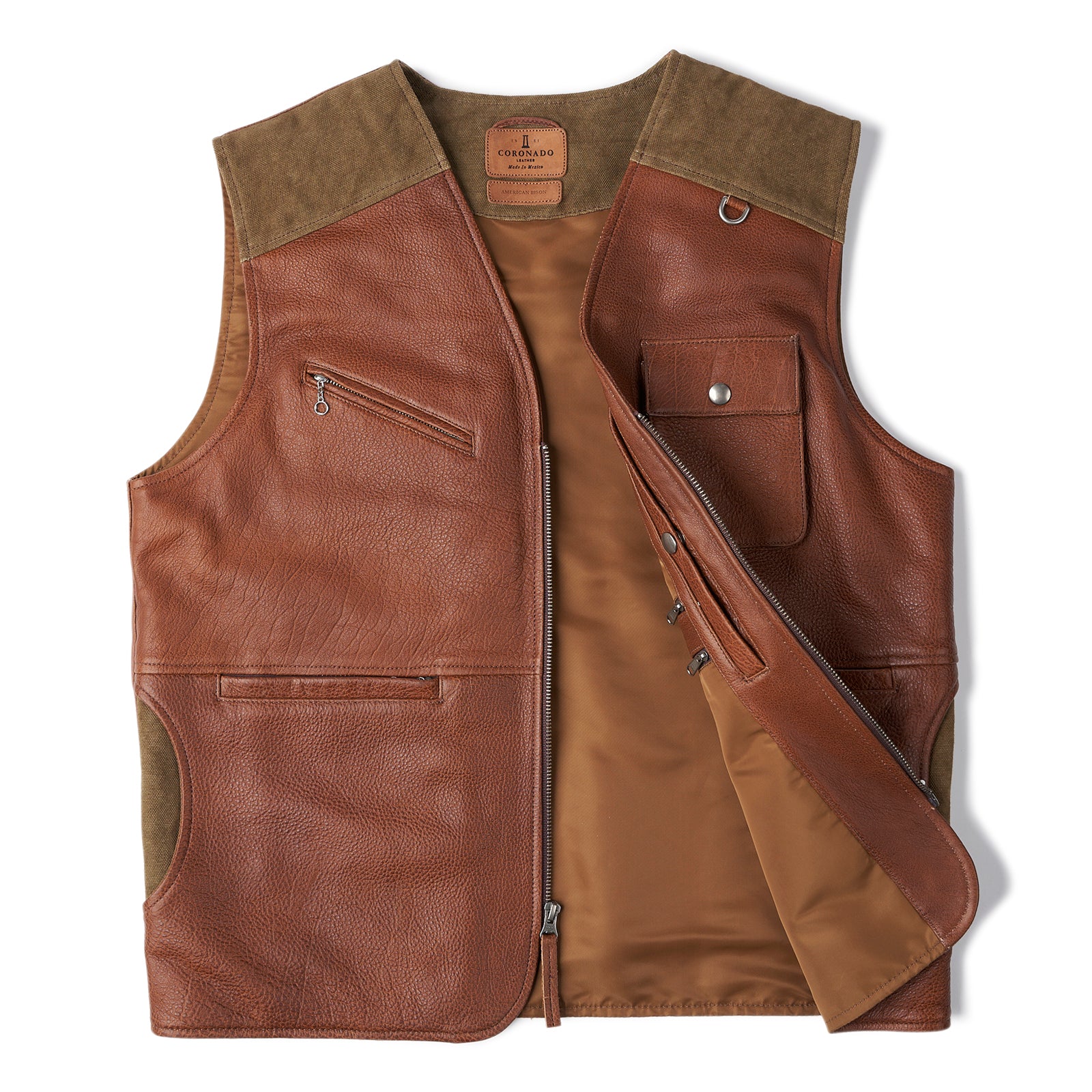 Bison Leather — Vest Safari Coronado Travel