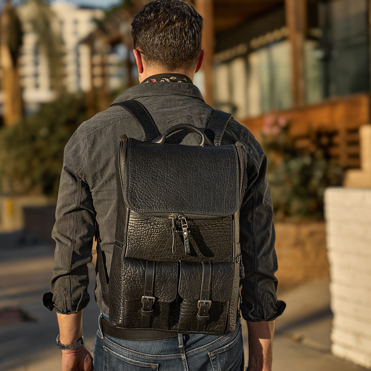 Bison leather backpack Clearance