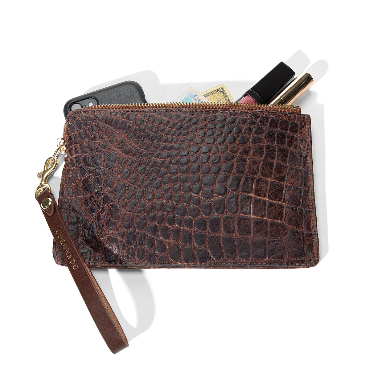 Croc-Embossed Wristlet