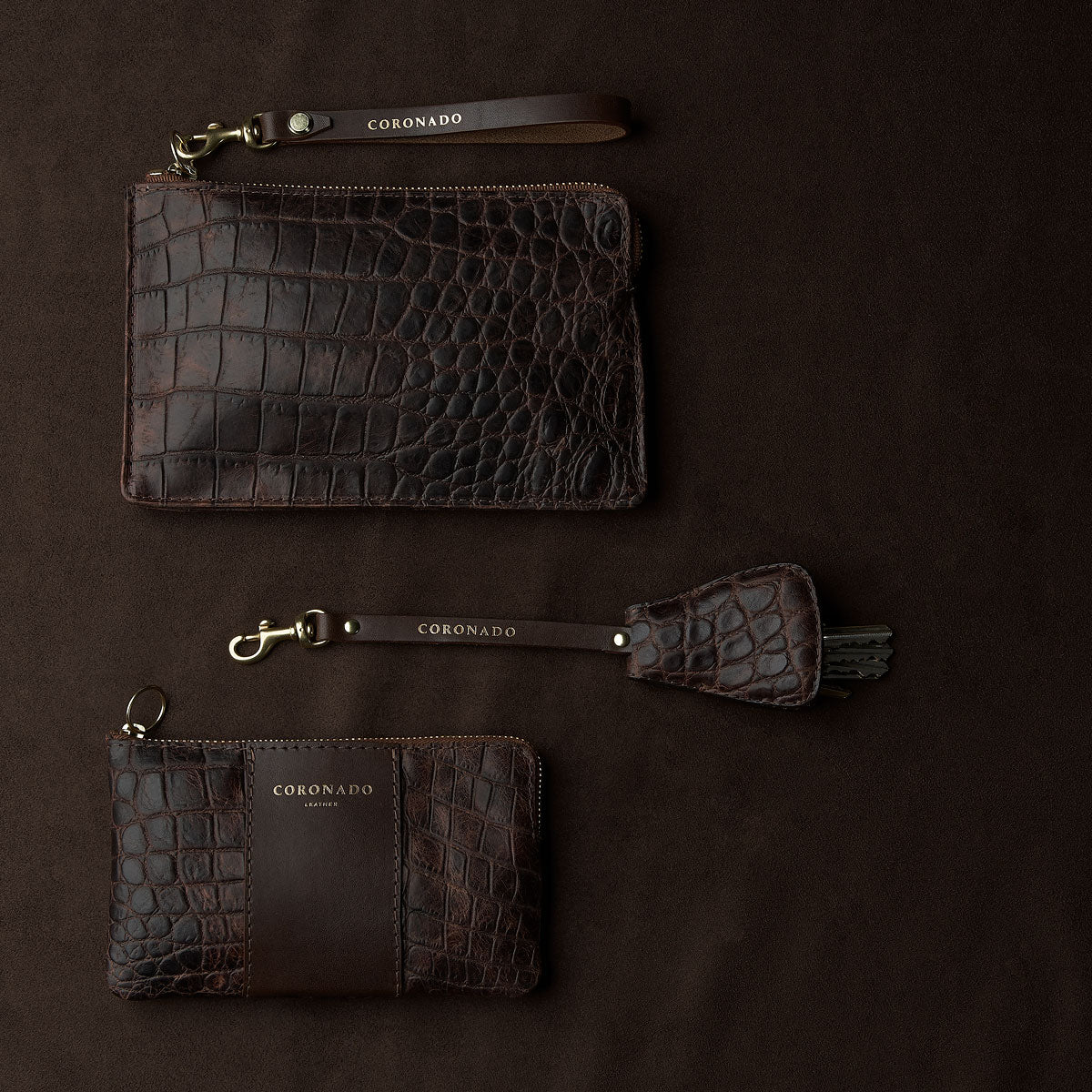 Croc-Embossed Wristlet