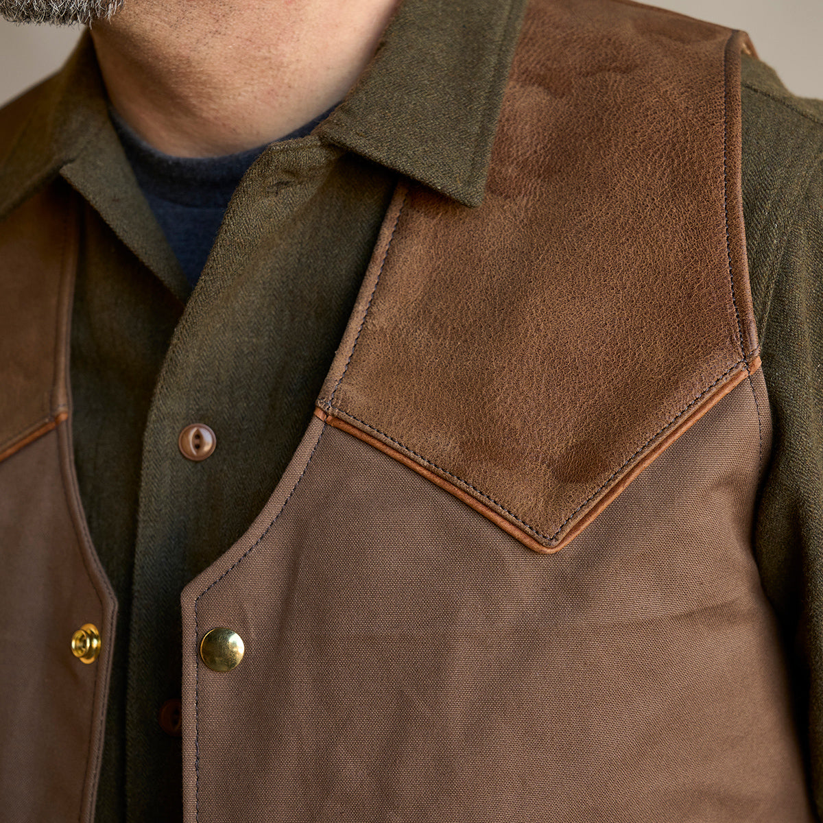 Circle-C Deerskin & Canvas Brown Vest 89V1-DBS