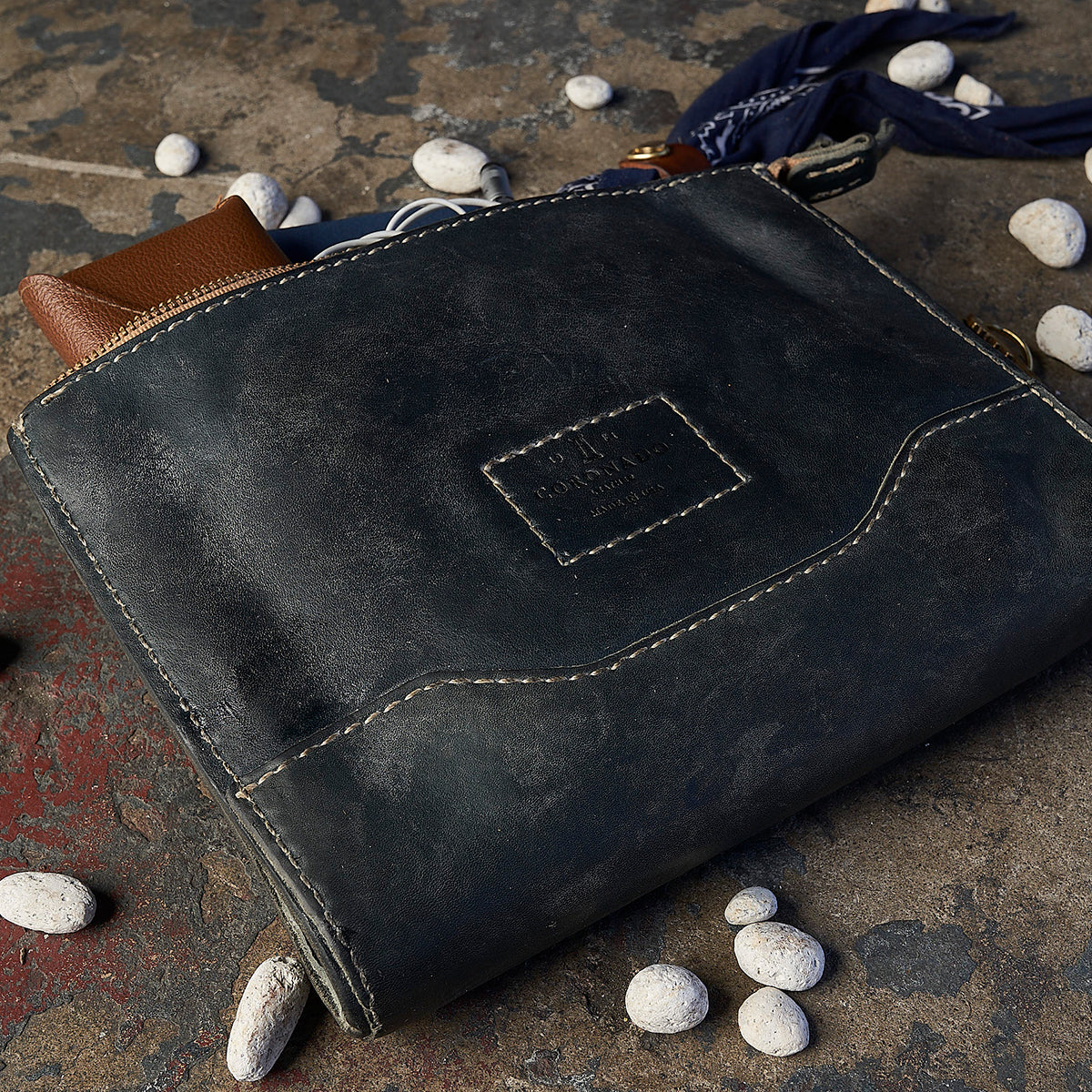 Stone-Washed Utility Pouch No.194 | Indigo — Coronado Leather