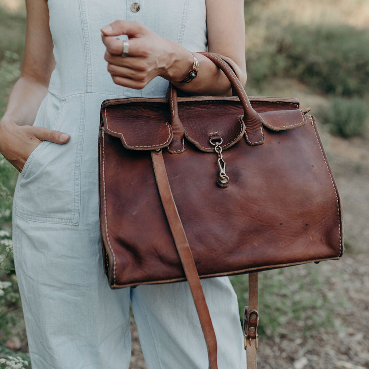 Stone Washed Satchel No. 930 (Chestnut)