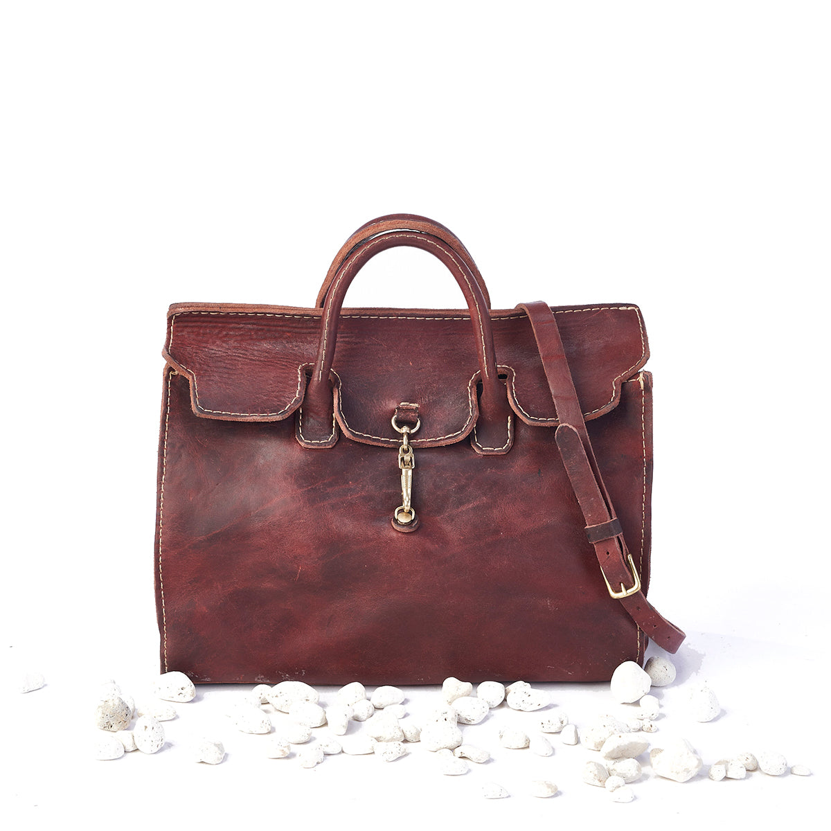 Stone Washed Satchel No. 930 (Chestnut)